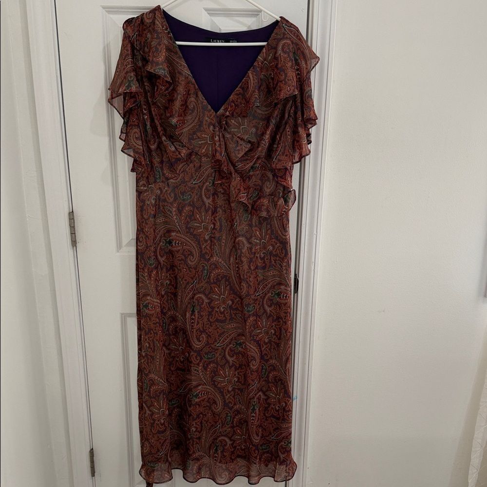 Ralph Lauren Multicolor Paisley Midi Dress Size 14W